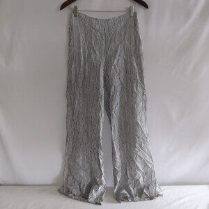 Guess Women's White/Black Palazzo Pants Vertical Stripe Open Sides, Size 4